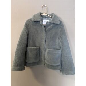 Rebecca Minkoff Women Small Green Teddy Harley Coat Snap Button Sherpa Jacket